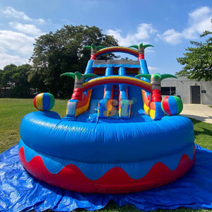 Coloré Double Voie Toboggan Château Ballon <span class=keywords><strong>Palmier</strong></span> Château Gonflable D'été En Plein Air Gonflable Toboggans Piscine pour Enfants - Product Image 4