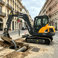 Mini-pelleuse industrielle sur chenilles KAISAN Kn60E 5 tonnes avec moteur d'origine et cabine climatisée fermée, compatible 6T, 6.5T, 4T