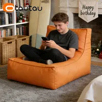 Housse de pouf en forme de L en similicuir moderne OTAUTAU avec housse amovible SF026, aucun rembourrage requis