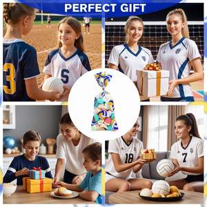 Bolsas Goodie, bolsas <span class=keywords><strong>de</strong></span> celofán con 4 lazos torcidos-Suministros <span class=keywords><strong>de</strong></span> cumpleaños del equipo <span class=keywords><strong>de</strong></span> voleibol para cestas <span class=keywords><strong>de</strong></span> regalo, bodas y novias - Product Image 6