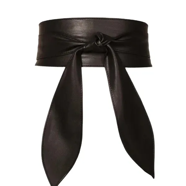 Neuer breiter Cinch Self Tie Wrap Taillen gürtel Kleid Pullover Einfarbiger weicher PU-Leder-Obi-Gürtel für Frauen