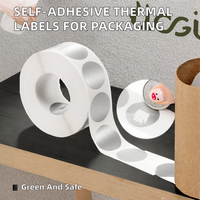 Rouleau d'étiquettes thermiques autocollantes en PET imperméables - Autocollants écologiques - Impression numérique personnalisable pour l'emballage de cadeaux et d'artisanat