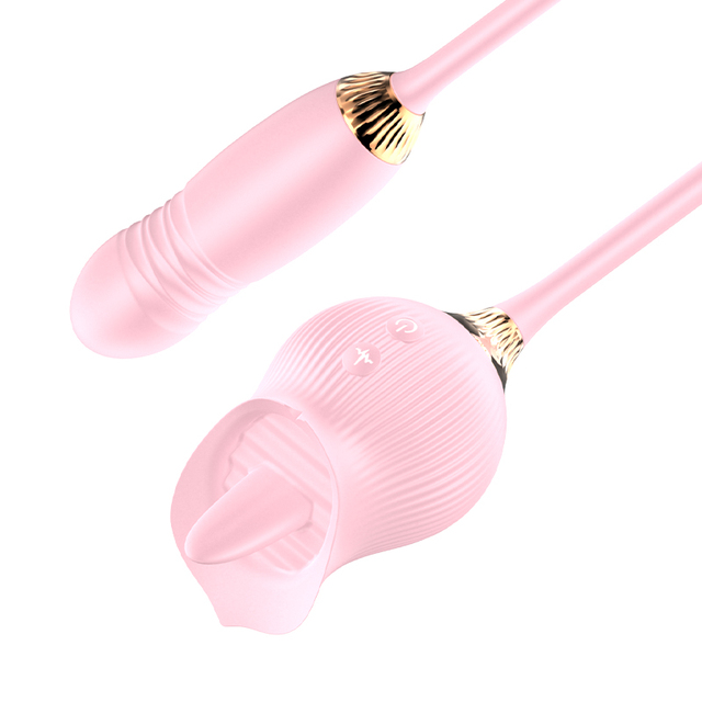 Hot Selling Rose Vibrator 2-in-1 Clitoral Stimulator With Licking and Stretching Function Female Masturbation Massager