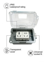Boîtier de prise GFCI étanche IP55 à 1 poste en PVC peint avec couvercle transparent pour carte de circuit
