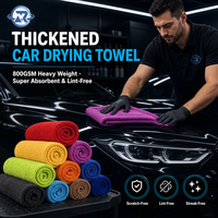 Serviette de séchage pour voiture en microfibre épaisse 800 g/m², sans peluches, conforme RoHS, 80 serviettes en microfibre pour voitures