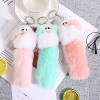 Porte-clés personnalisé en fourrure de renard moelleuse, mignon, pour sac, décoration de voiture, souvenir de couple, accessoire bébé, cadeau