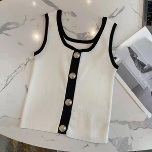 Nouveau <span class=keywords><strong>Gilet</strong></span> d'Été Sans Manches <span class=keywords><strong>Femme</strong></span>, Mode Coréenne, Tricoté, Haut d'Extérieur - Product Image 4
