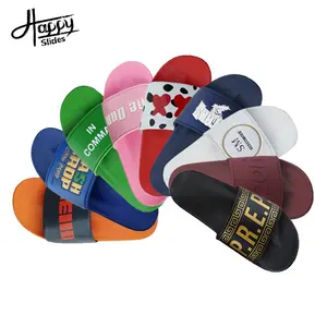 Custom 3d Rubber Print Logo Patroon Unisex Mode Slippers Voor Mannen Glijbaan Sandaal Bedrukt