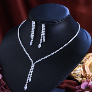 <span class=keywords><strong>ชุด</strong></span> zircon แบบเจาะเต็มรูปแบบสวยงามต่างหูสร้อยคอพู่เครื่องประดับเป็นประกายสำหรับเจ้าสาวงานปาร์ตี้งานพรอมงานเลี้ยงตอนเย็น - Product Image 4