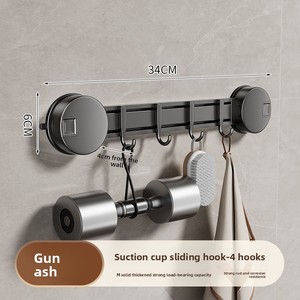 Suction Cup <b>Hook</b> Strong Bearing Adhesive Space Aluminum Wall-Mounted Punch-Free <b>Bathroom</b> Door Back Hanging Clothes - Product Image 6