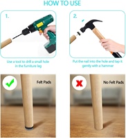 64 Pièces 4 Tailles Chaise Pieds Protecteurs à Clouer Patins En Feutre pour Meubles En Bois Pieds (20mm,22mm,24mm 28mm)