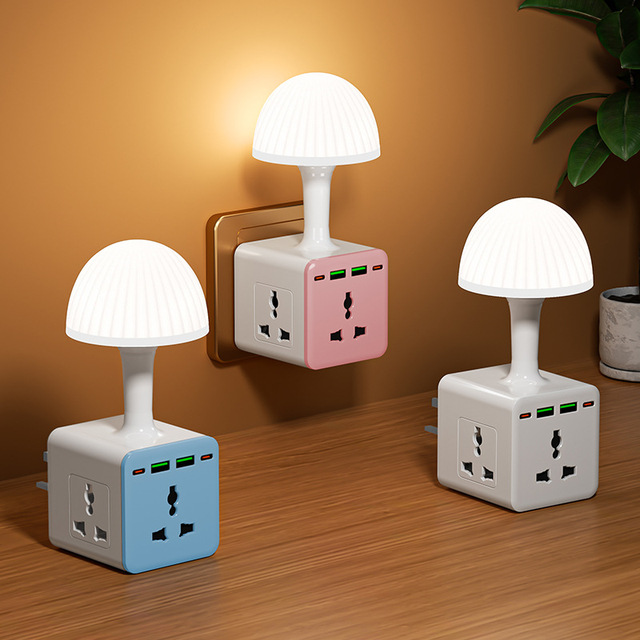 Cross-border Magic Cube Socket USB Multi-Function Multi-Port Adapter Night Light Remote-Controlled Power Strip Home Use CB-308