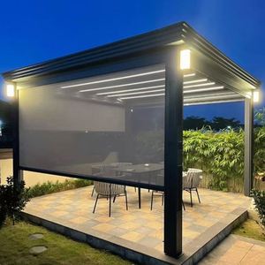 Pergola motorisée moderne 3x3m pour jardin, à lames orientables, avec structure en aluminium rétractable et revêtement pour tonnelles escamotables - Product Image 2