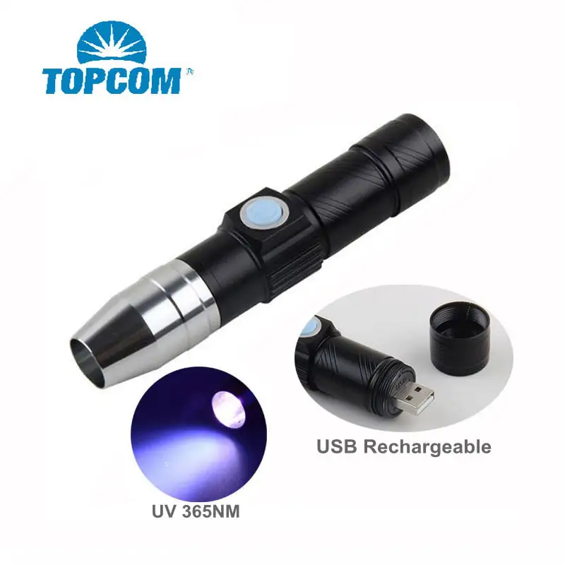 Tragbare Wasserdichte Jade Erkennen Mini High Power USB Aufladbare LED UV 365NM Taschenlampe