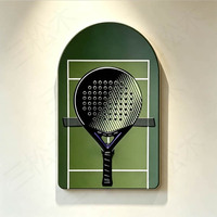 Bingkai Pajangan Dinding Raket Padel Tanpa Raket Tanpa Lampu, Kotak Bayangan Lengkung & Persegi Panjang Dekorasi Dinding Minimalis