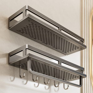 Eco-Friendly Non-Perforated Wall-Mounted Bathroom <b>Storage</b> <b>Rack</b> with Modern Design for Washbasin and <b>Shower</b> Room - Product Image 2