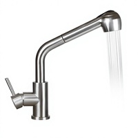 Robinet de cuisine extractible en acier inoxydable 304, avec cartouche céramique, monotrou, style américain, eau chaude/froide, rétractable, pour usage domestique