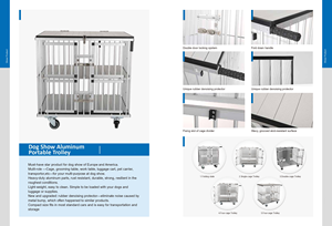 <span class=keywords><strong>Cage</strong></span> de présentation mobile pour animaux de compagnie en aluminium massif moderne EUR VET avec fermeture à bouton pour chiens et chats, utilisation en compétition, avec roues - Product Image 6