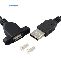 1M USB2.0 Kabel Ekstensi Dudukan Panel Pria Ke Wanita USB 2.0 A Female Panel Mount Ke USB Kabel Pria