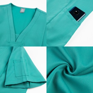 V-Neck Two-Piece <b>Scrub</b> Set For Women Moisture Wicking Knitted Split Uniform Hospital Work <b>Clothes</b> S XXL - Product Image 2