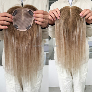 Topper en filet mono de haute qualité, cheveux humains vierges bruts européens alignés sur la cuticule, densité 30%, base en soie, en stock - Product Image 3