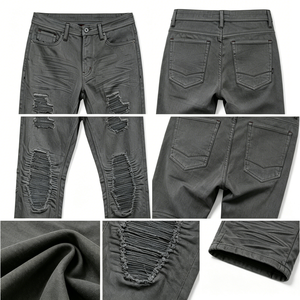 Pantalones vaqueros urbanos y elegantes de color liso con costuras reforzadas para atuendos diarios de estilo hip-hop. - Product Image 6