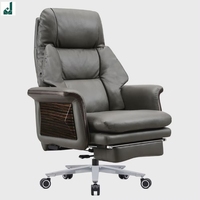 Fauteuil de Direction Inclinable à Dossier Haut en Cuir PU Effet Bois avec Repose-Pieds pour Bureau de Luxe et Salle Privée