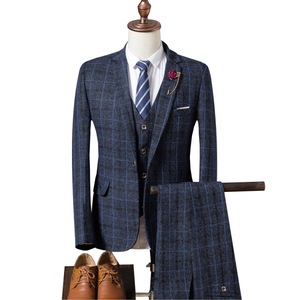 <span class=keywords><strong>Traje</strong></span> de Tres Piezas a Cuadros Estilo Coreano para <span class=keywords><strong>Hombre</strong></span>, Corte Entallado, Blazer de Un Solo Pecho, <span class=keywords><strong>Traje</strong></span> Formal para Novio y Padrinos de Boda - Product Image 5