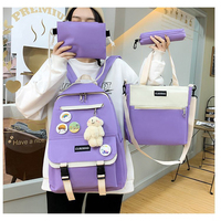 Sac à dos scolaire Oxford pour filles, personnalisé avec logo, doublure en polyester, 2 pièces, fermeture éclair, capacité 20-36L, sacs souples pour enfants
