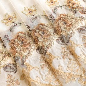 Custom Ready Made Chenille Grommet <b>Window</b> <b>Curtains</b> Bedsheets Matching Floral Embroidery 100% Polyester High Shading Built-In - Product Image 5