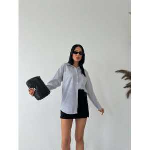 Camisa de Popelina a Rayas para Mujer, Manga Convencional, Estilo Simple para el Día a Día - Product Image 1