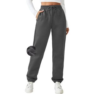 Women's Fleece <b>Lined</b> Sweatpants High Waist Straight Fit Warm Joggers Casual Athletic <b>Pants</b> With Pockets - Product Image 1