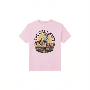 T-shirt da donna The Hell I Won't, girocollo retrò, 100% cotone, stampa casual - Product Image 1