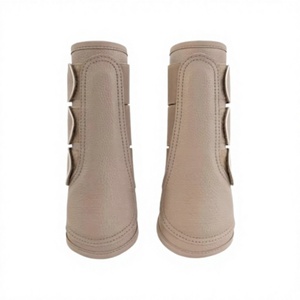 Bottes de protection MH pour chevaux en cuir PU, couleur unie, pour le soin des jambes, bandages de protection pour les jambes des chevaux - Product Image 1