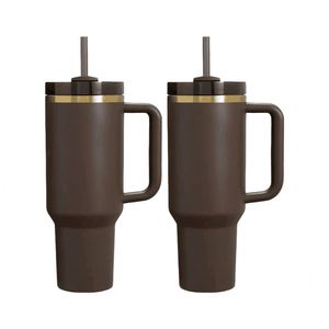 Vasos de 30oz y 40oz con Tapa y Popote, Grabado Láser, Color Dorado Chocolate, para Café y Viajes al Aire Libre - Product Image 1