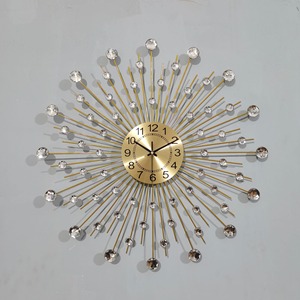 <b>Modern</b> Metal Crystal <b>Wall</b> <b>Clock</b> Silent Quartz Analog Round Hanging <b>Clock</b> for Living Room Home Decor - Product Image 5
