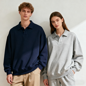 <span class=keywords><strong>Felpa</strong></span> <span class=keywords><strong>Polo</strong></span> Unisex Doger Personalizzabile, 100% Cotone, Manica Lunga, Stile Vintage Senza <span class=keywords><strong>Cappuccio</strong></span>, Tinta Unita <span class=keywords><strong>con</strong></span> Logo Ricamato Personalizzabile - Product Image 1