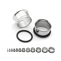 Ensemble de 10 paires de bouchons d'oreille en acier chirurgical corne unique Tunnel de chair Piercing extenseur civière d'oreille pour femmes hommes en acier inoxydable