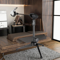 Support de microphone sans fil portable de bureau mini, trépied pliable avec support de micro réglable en plastique durable