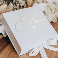 Boîte cadeau magnétique plate personnalisée professionnelle avec ruban en soie pour filles