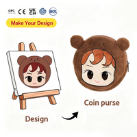 Produsen Dompet Koin Boneka Plush Custom OEM, Kantong Mainan Lucu Kartun dengan Resleting, Tas Penyimpanan untuk Gantungan Kunci, Hadiah, MOQ Rendah