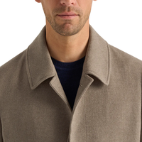 Pardessus en laine marron coupe classique pour homme avec poches latérales à revers crantées Trench à simple boutonnage Vêtements d'extérieur imperméables