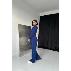 ชุดเสื้อผ้าถักนิตติ้งลำลองสไตล์ฤดูใบไม้ร่วง ขายส่ง ผ้าขนสัตว์ คอแบบผูก ลายพิมพ์ ทรงหลวม - Product Image 2