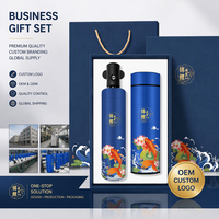 Ensemble cadeau d'entreprise personnalisé avec logo Koi, thermos bleu, carnet, stylo, souvenir pour réunion annuelle d'entreprise, événement d'ouverture