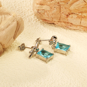 <b>Stud</b> <b>Earrings</b> Geometric Shape Blue Crystal Gold <b>Silver</b> Pearl Hoop Everyday Wear - Product Image 4