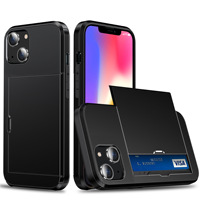 Étui mobile de fente pour carte populaire pour iPhone 16 15 Pro Max étui de téléphone portable TPU + PC avec accessoires de porte-carte pour iPhone 14 13 12