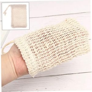 Bolsa con cordón de espuma de malla ecológica al por mayor, bolsas de jabón de red, bolsas de jabón exfoliantes de baño de espuma de Sisal Natural de algodón - Product Image 6
