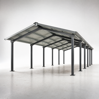 Abri de voiture à toit en pente avec structure galvanisée, abri de garage métallique, auvent de stationnement pour usine, école, parking