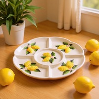 Assiette à collation créative en céramique 3D peinte à la main, style européen, motif végétal, pour hôtel, spécialités et fruits (inspiration citron)