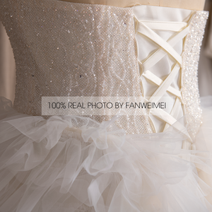 Sans bretelles prix de gros chérie perles à plusieurs niveaux sans manches <span class=keywords><strong>princesse</strong></span> <span class=keywords><strong>robe</strong></span> de bal robes de mariée mariée 9249 # - Product Image 6